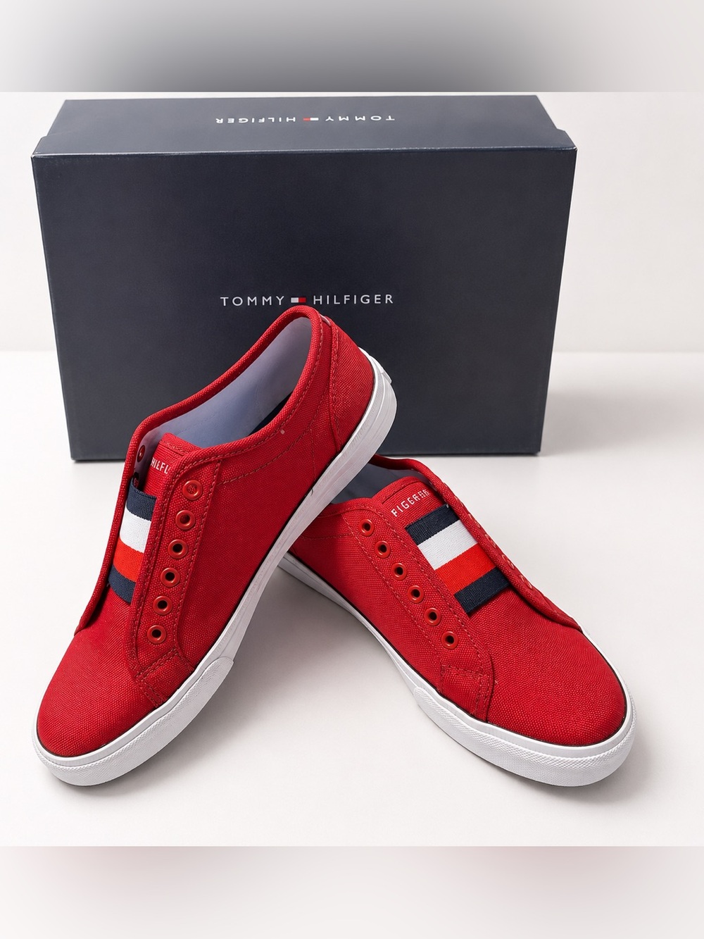 Tommy Hilfiger Anni6 Red Slip-On Sneakers Women’s Size 8 NIB